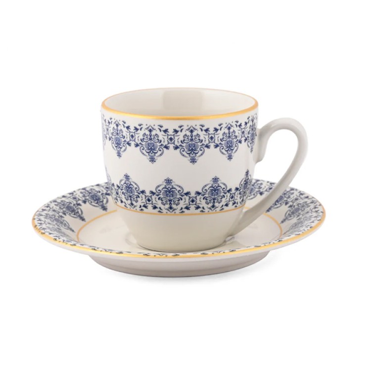 Blue Tapestry 12 pc Cup and Saucer Set
