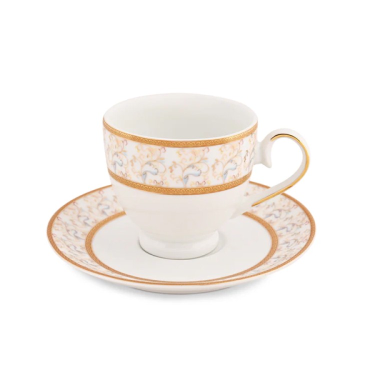 Rainbow Gold Cups & Saucer Set For 6 pc