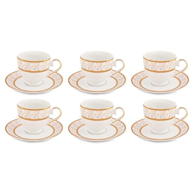 Rainbow Gold Cups & Saucer Set For 6 pc