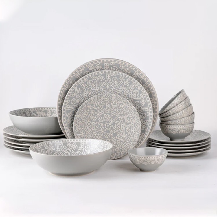Mila Light Grey 21 Pc Dinner Set