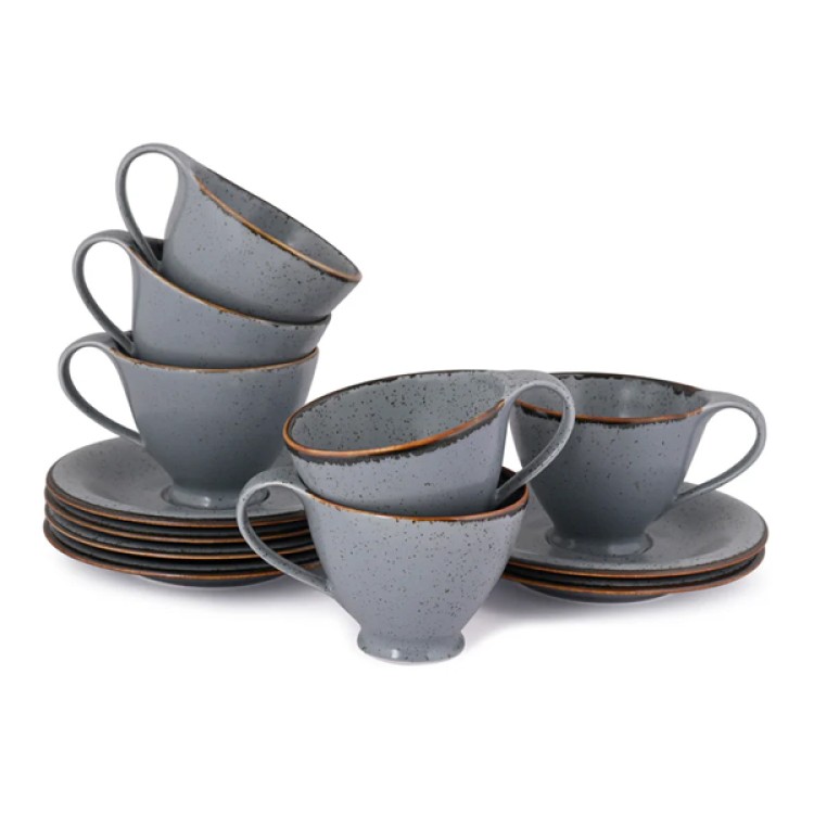 Matt Grey Sky 12 Pc Cup and Saucer Set Ap 119