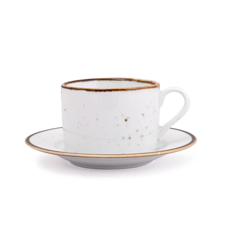 White sparkle 12 Pc Cup and Saucer Set Ap 101