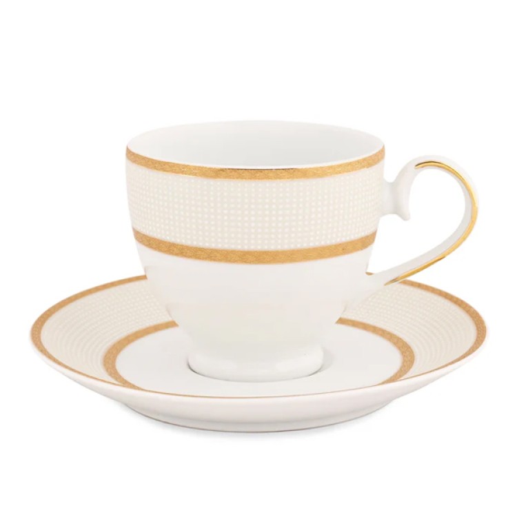 Golden Sand Cups Saucer Set For 6 Pc