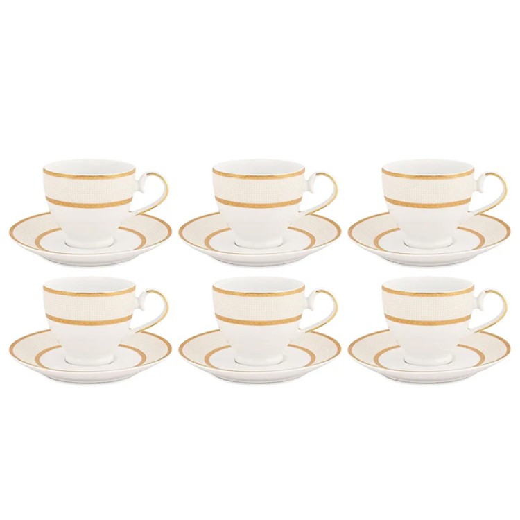 Golden Sand Cups Saucer Set For 6 Pc