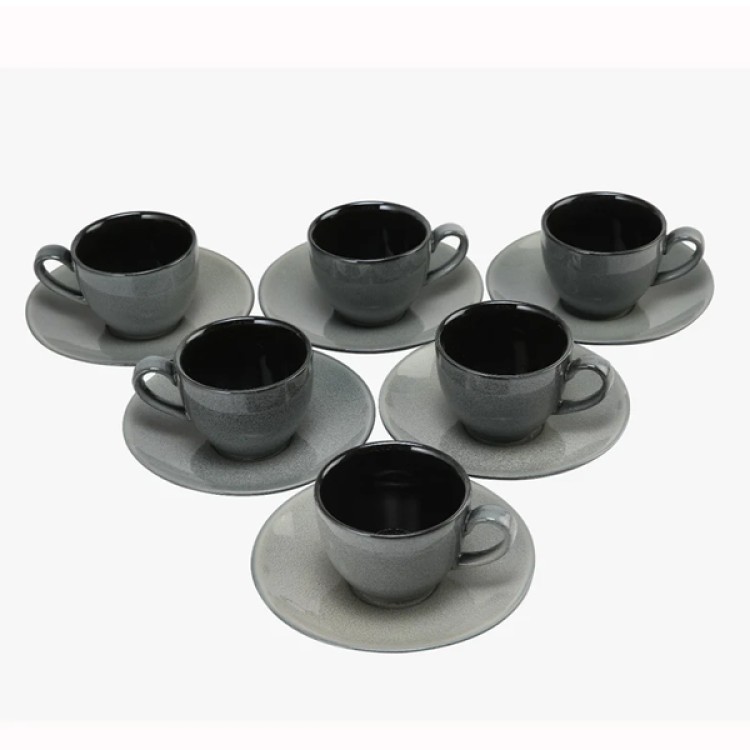 Grey Night 12 Pc Cup and Saucer Set