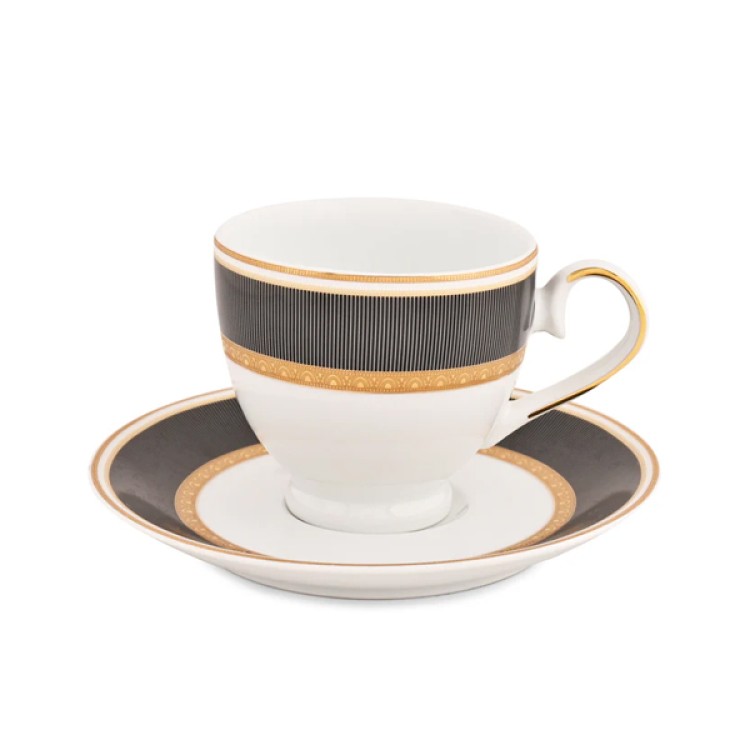 Black Velvet Cups & Saucer Set For 6