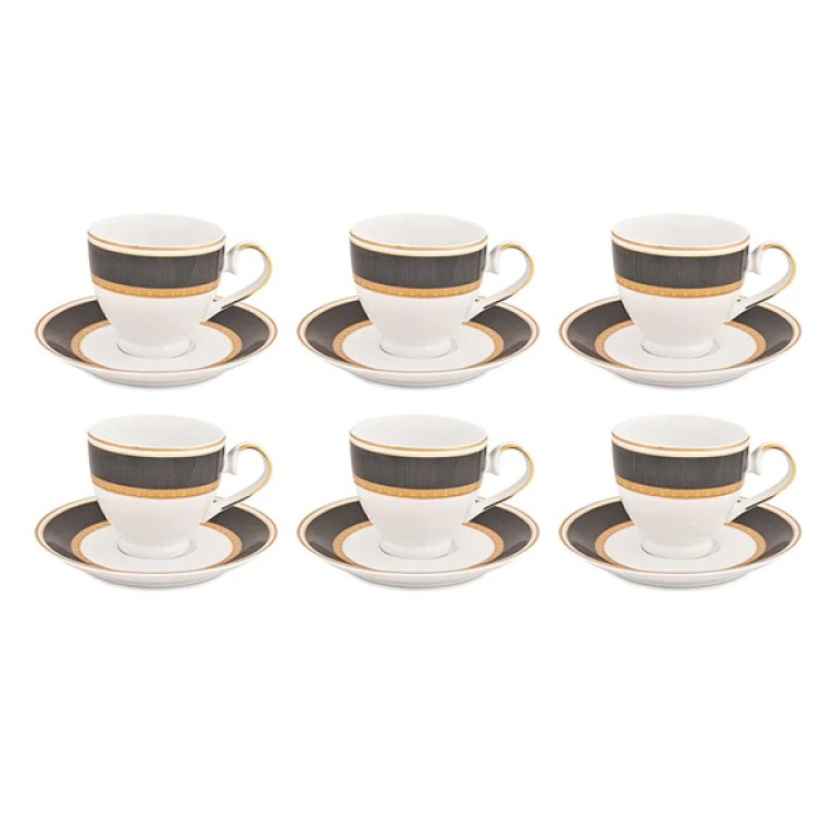 Black Velvet Cups & Saucer Set For 6