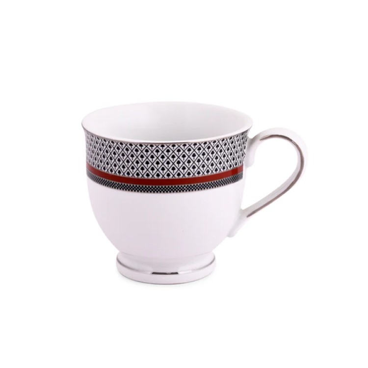 Burgundy Cup & Saucer Set Of 12pcs