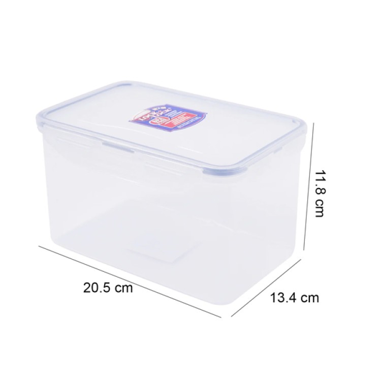 Lock Lock Rectangular Plastic Airtight Food Storage Container with Leak Proof Lid Transparent (750ML + 1.9LTR)