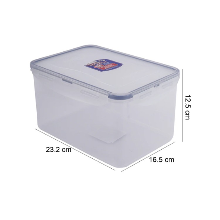 Lock Lock Plastic Airtight Food Storage Container with Leak Proof Lid 3.1 Litre Transparent (3.1LTR X 2)