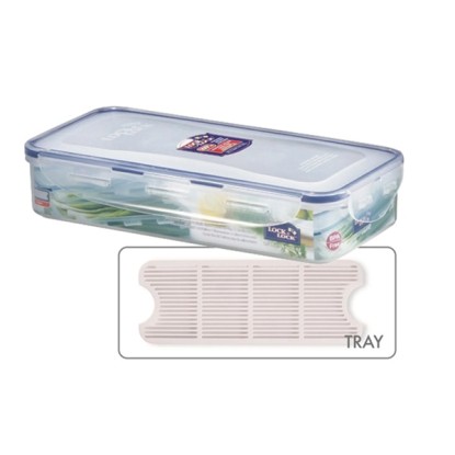 LocknLock Classics Medium Flat Oblong Food Container with Leak Proof Locking Lid and Tray