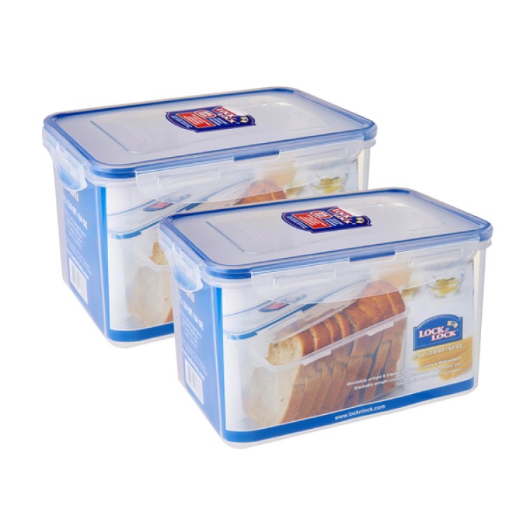 LocknLock Classics Rectangular Plastic Airtight Bread Storage Container 1.9 Liter
