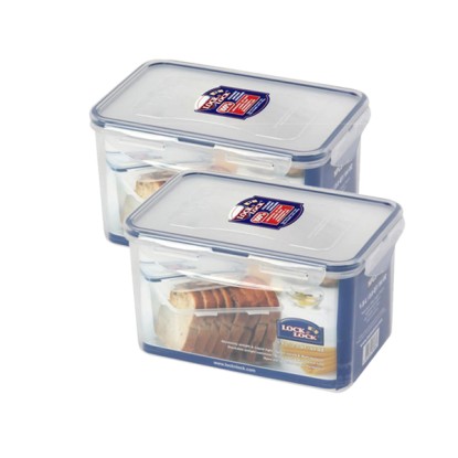 LocknLock Classics Rectangular Plastic Airtight Bread Storage Container 1.9 Liter