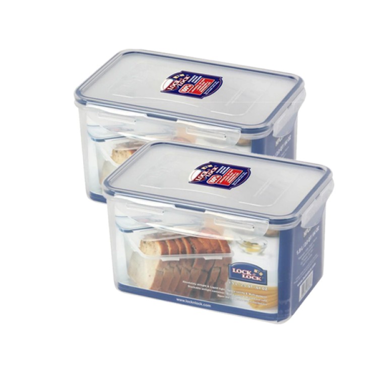 LocknLock Classics Rectangular Plastic Airtight Bread Storage Container 1.9 Liter