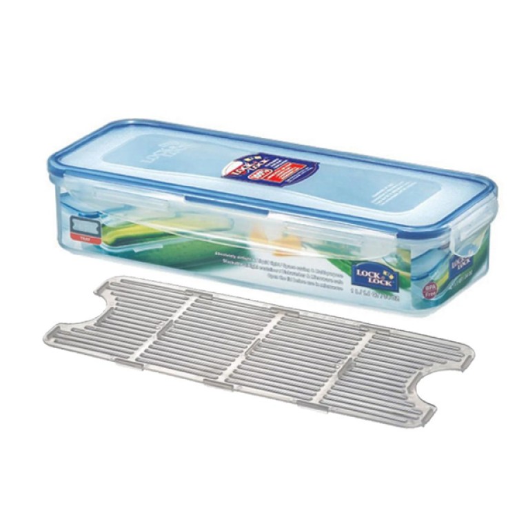 LocknLock Classics Small Flat Oblong Food Container with Leak Proof Locking Lid and Tray