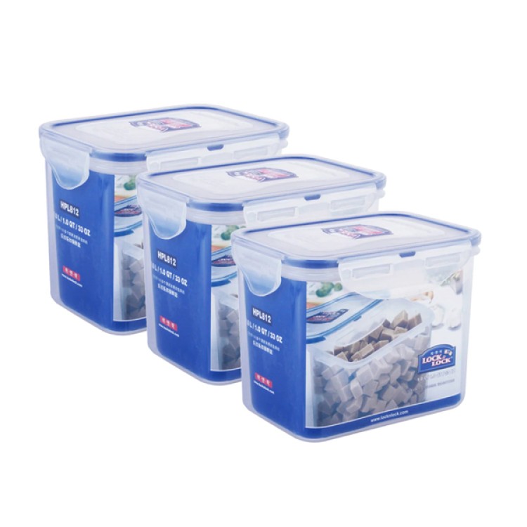 LocknLock Classics Tall Rectangular Plastic Airtight Food Storage Container 1 Liter